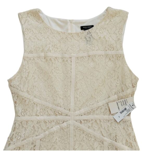Bisou Bisou Dress Cream Floral Lace Overlay Ribbon Sleeveless Mini Size 14 NEW - Picture 8 of 12